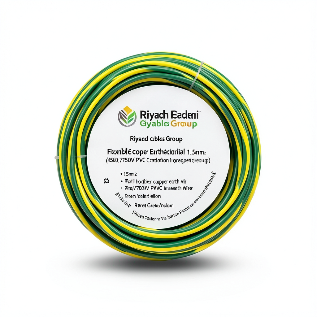 سلك تأريض نحاس شعر 1.5mm2 450/750 فولت عزل PVC أخضر/أصفر | مجموعة كابلات الرياض