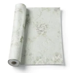 Italian Wallpaper Floral Design Pale Green, Size 10mx1.06m, Model 81656