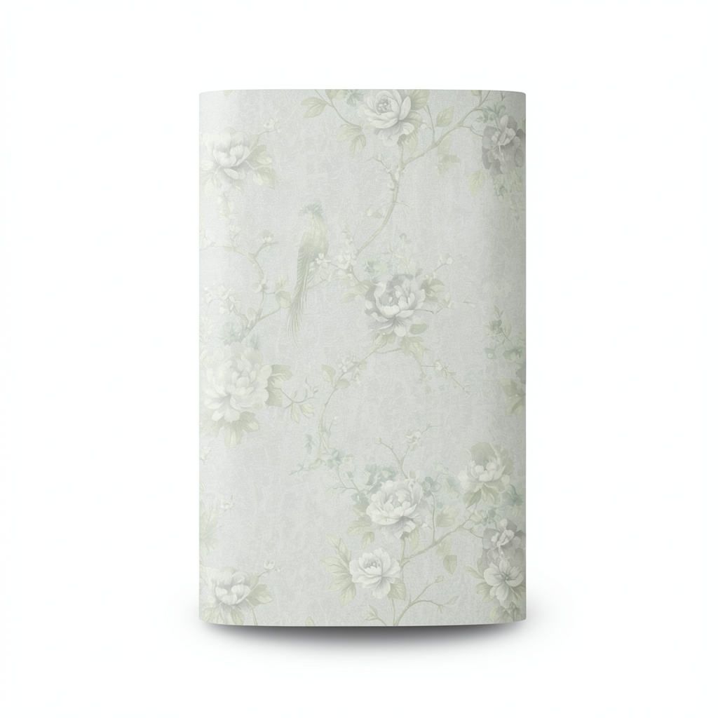 Italian Wallpaper Floral Design Pale Green, Size 10mx1.06m, Model 81656