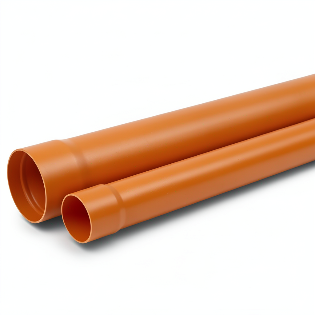 UPVC Pipe PN 16 Bar Size 200 mm Thickness 16.4 mm Orange Brown
