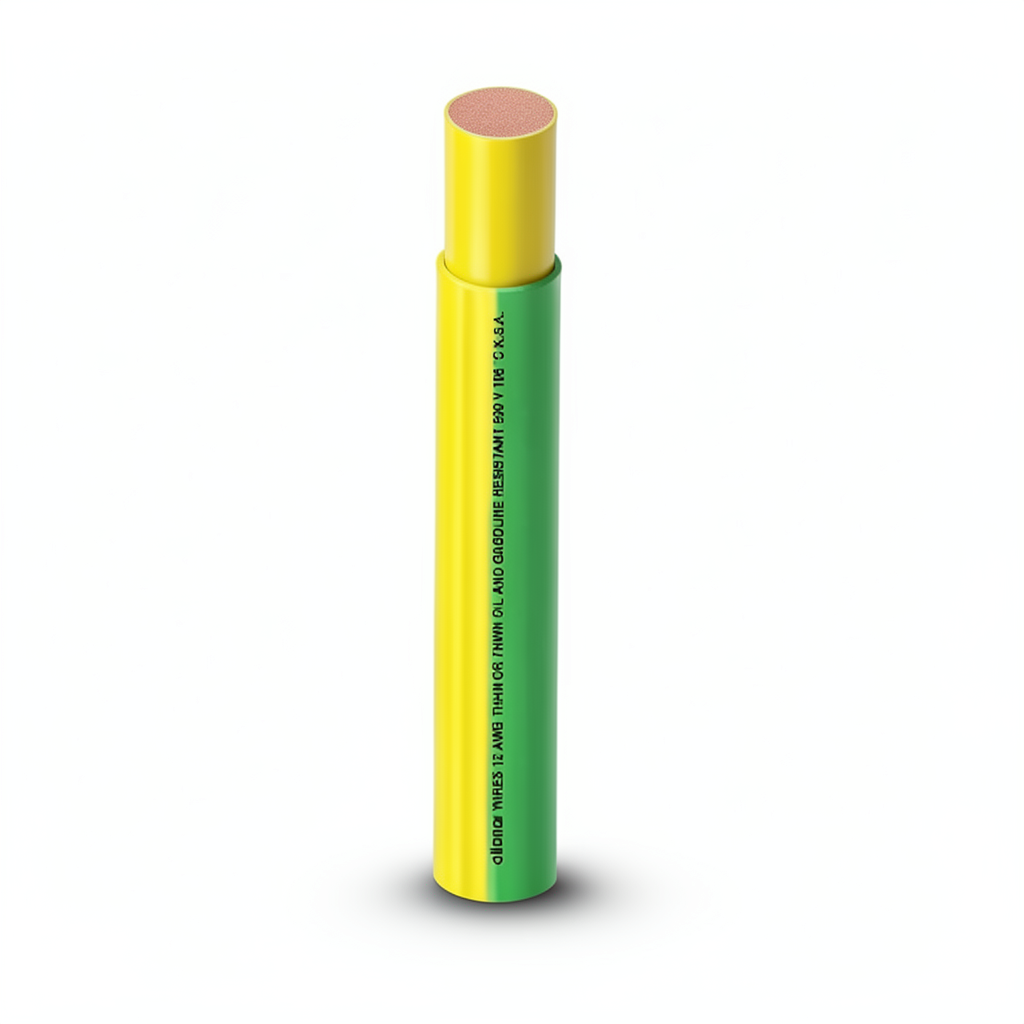 كابل نحاس THHN/THWN قطر 5.9 مم معزول PVC 105° 600 فولت 500 قدم أصفر مع أخضر | شركة الفنار