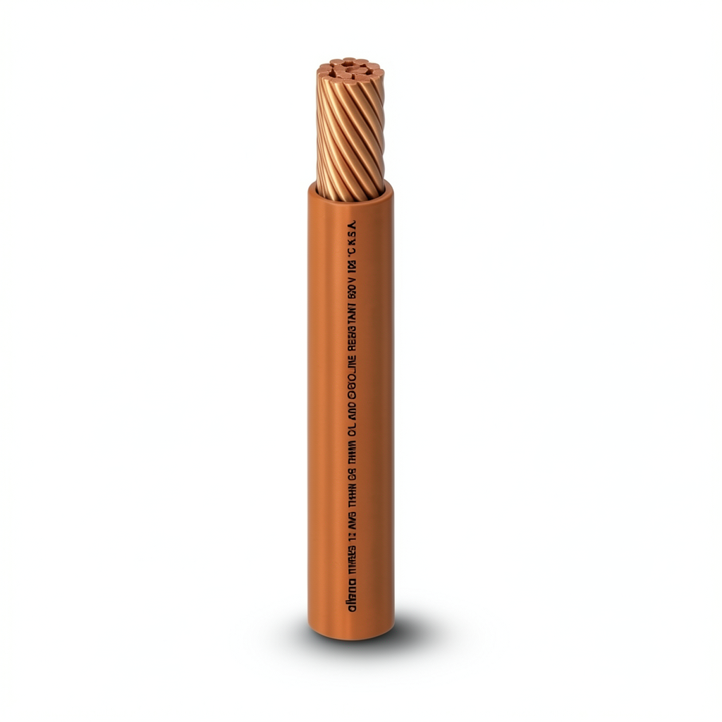 كابل نحاس THHN/THWN معزول PVC 105°C قطر 6.4 مم 600 فولت طول 300 قدم بني | شركة الفنار