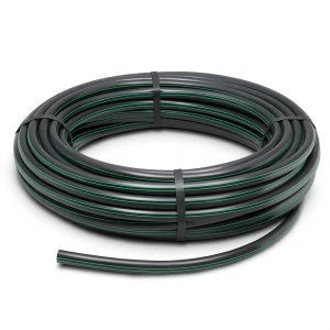 HDPE Plastic Coil Pipe PN 9.8 Bar PE 63 OD 16 mm SDR 9 Black with Green Stripes