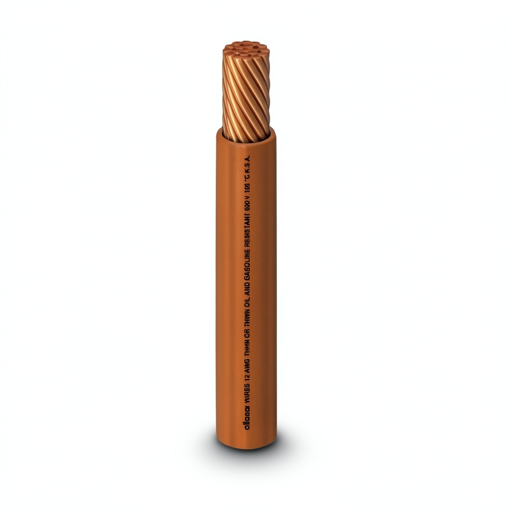 THHN/THWN Copper Cable PVC 105°C Insulation 3.4 mm Diameter 600 Volt 2500 Feet Brown | Al Fanar