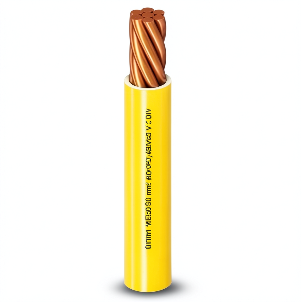 لفة سلك كهرباء مفرد 10mm 450/750 فولت، موصل نحاس مجدول، عزل PVC مقاوم للحرارة، لون أصفر | شركة الفنار