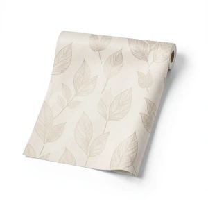 Leaf-patterned Wall Covering Length 1.005 cm Width 53 cm Beige Color Model Tribute