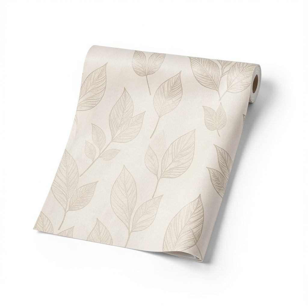 Leaf-patterned Wall Covering Length 1.005 cm Width 53 cm Beige Color Model Tribute