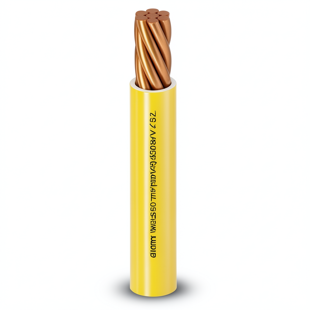 سلك كهرباء مفرد 25 mm2 450/750 فولت موصل نحاس مجدول عزل PVC مقاوم للحرارة لون أصفر | شركة الفنار