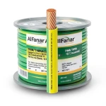كابل نحاس THHN/THWN معزول PVC °105 13.3 مم² مقاس 6.4 مم قطر 600 فولت طول 300 قدم أصفر مع أخضر | شركة الفنار