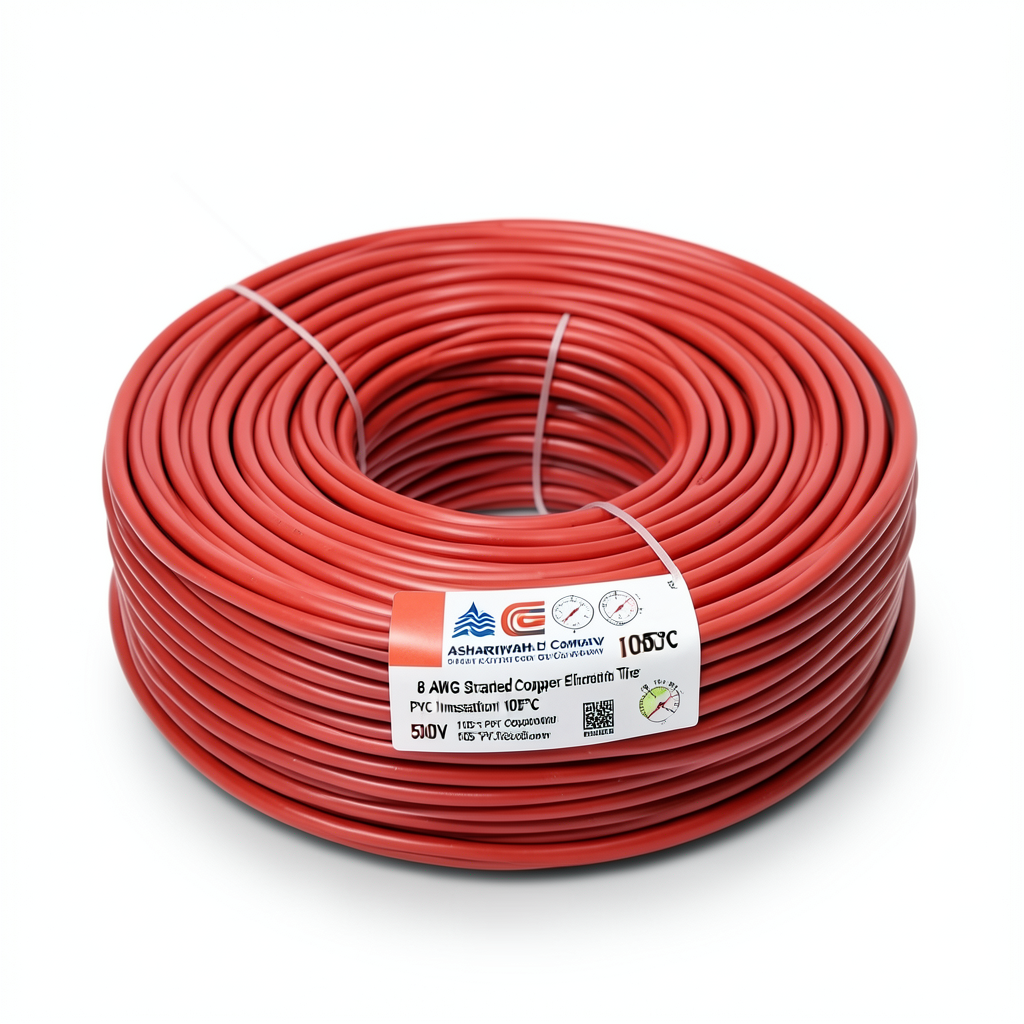 8 AWG Stranded Copper Electrical Wire PVC Insulation 105°C Red 600V 500ft | Asharqiyah Cables Company for Industry