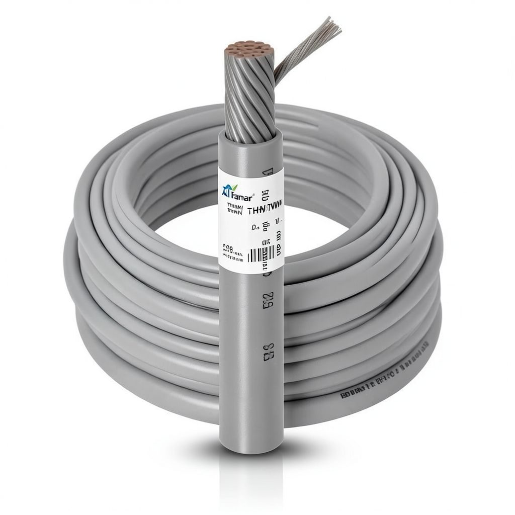 كابل نحاس THHN/THWN مقاس 2.08 مم² قطر 2.9 مم 600 فولت طول 500 قدم عزل PVC رمادي | شركة الفنار
