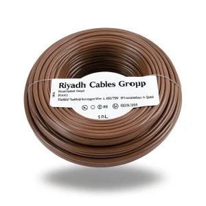 سلك نحاس شعر معزول PVC، مقاس 6mm2، 450/750 فولت، بني | مجموعة كابلات الرياض