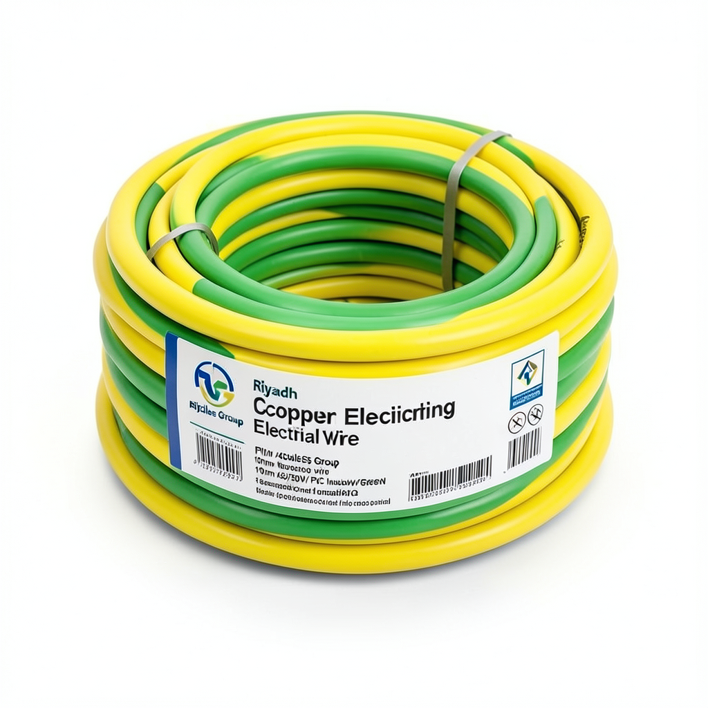 Flexible Copper Earthing Electrical Wire 10mm 450/750V PVC Insulation Yellow/Green | Riyadh Cables Group