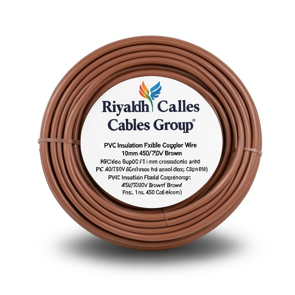 سلك نحاس شعر عزل PVC مقاس 10 mm 450/750 فولت بني | مجموعة كابلات الرياض
