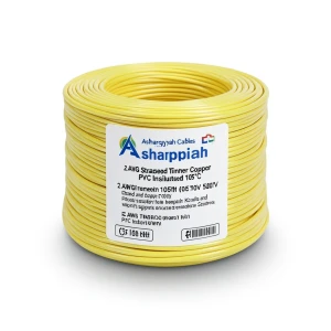 سلك كهرباء نحاس مجدول 2 AWG مطلي بالقصدير معزول PVC 105°C اصفر 600 فولت 500 قدم | شركة كابلات الشرقية للصناعة