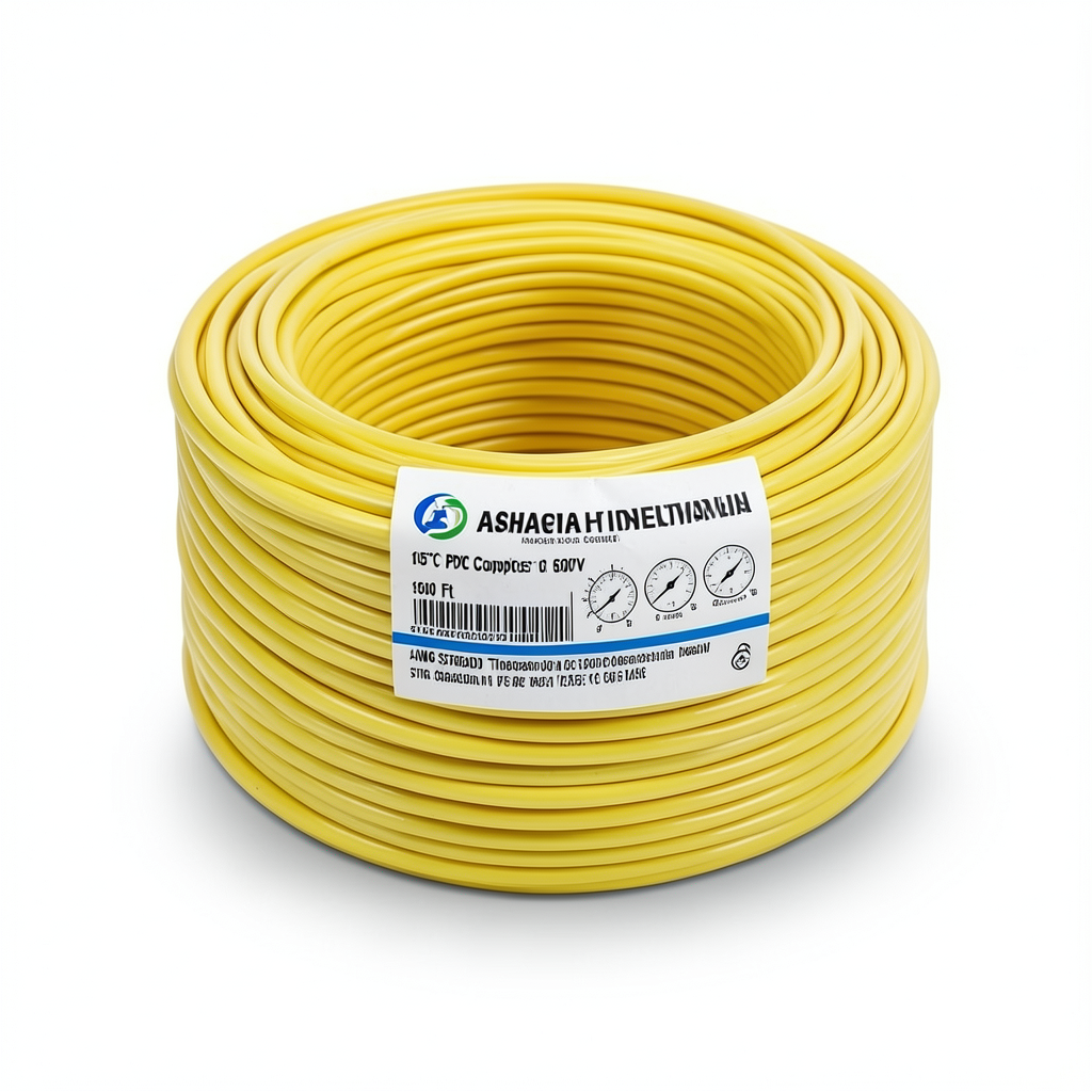 لفة سلك نحاس مجدول 1 AWG مطلي بالقصدير، عزل PVC 105°C، اصفر، 600 فولت، 500 قدم | شركة كابلات الشرقية للصناعة