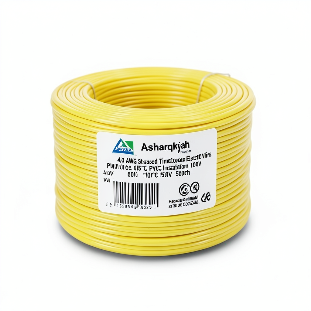 4/0 AWG Stranded Tinned Copper Electric Wire, PVC Insulation 105°C, Yellow, 600V, 500ft | Asharqiyah Cables Company for Industry