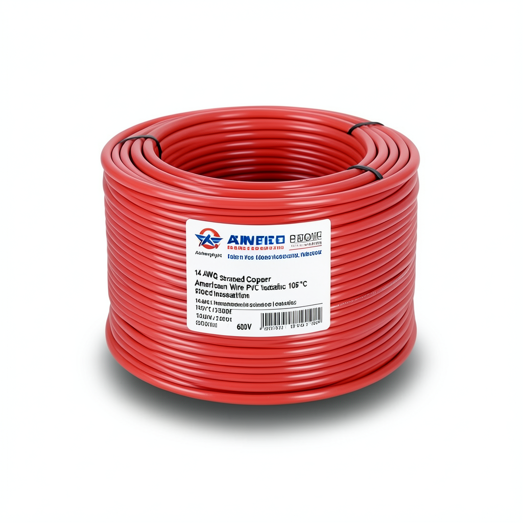 سلك امريكي 14 AWG نحاس مجدول معزول PVC 105°C أحمر 600 فولت 2500 قدم | شركة كابلات الشرقية للصناعة