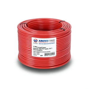 سلك امريكي 14 AWG نحاس مجدول معزول PVC 105°C أحمر 600 فولت 2500 قدم | شركة كابلات الشرقية للصناعة