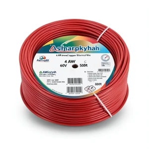 سلك كهرباء امريكي 4 AWG نحاس مجدول معزول PVC 105°C أحمر 600 فولت طول 500 قدم | شركة كابلات الشرقية للصناعة
