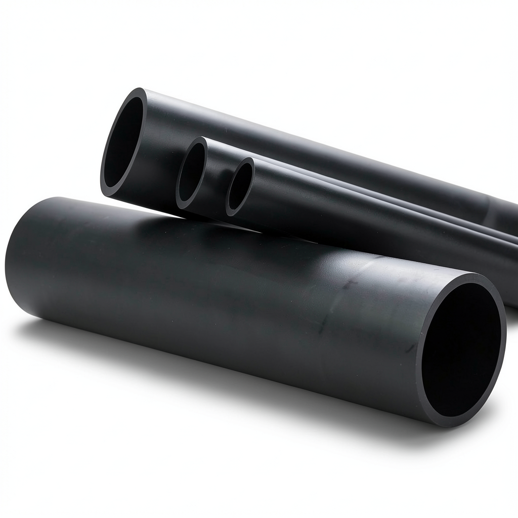 انابيب HDPE ضغط 6.3 بار PE 100 قطر خارجي 200 مم سماكة 7.7 مم SDR 26 لون اسود