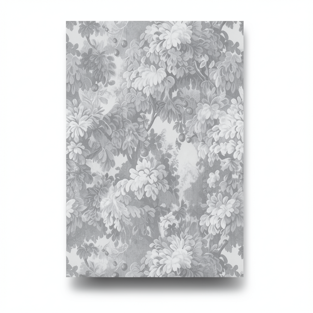 Italian Wallpaper Gray Color Floral Design, Size 10m x 1.06m, Model 81693