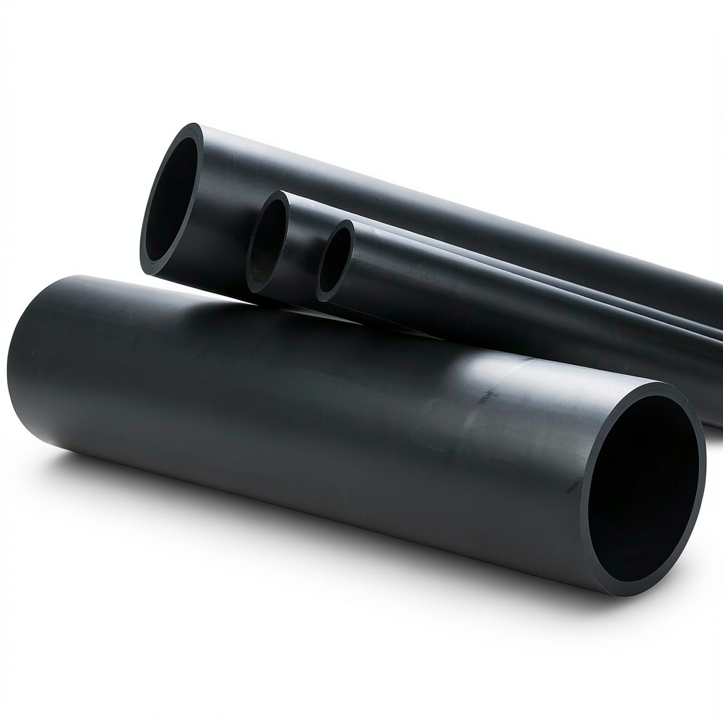 أنابيب بلاستيك HDPE ضغط 12.5 بار PE 100، قطر خارجي 630 مم، سمك 46.3 مم، أسود