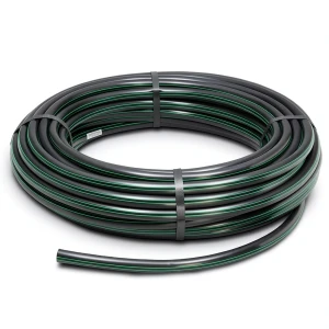 HDPE Plastic Coil Pipe Nominal Pressure 9.8 Bar PE63 OD 50 mm SDR 9 Black with Green Stripes