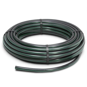 HDPE Plastic Coil Pipe Nominal Pressure 9.8 Bar PE 63 OD 20 mm SDR 9 Black with Green Stripes