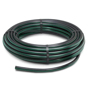 HDPE Plastic Coil Pipe PN 9.8 Bar PE 63 OD 32 mm SDR 9 Black with Green Stripes