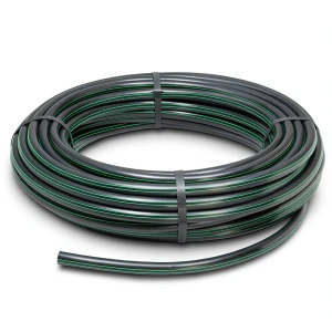 HDPE Plastic Coil Pipe PN 9.8 Bar PE 63 40 mm SDR 9 Black with Green Stripes