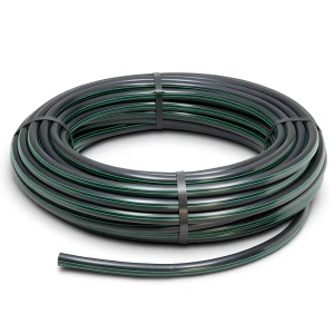 HDPE Plastic Coil Pipe Nominal Pressure 9.8 Bar PE63 OD 50 mm SDR 9 Black with Green Stripes