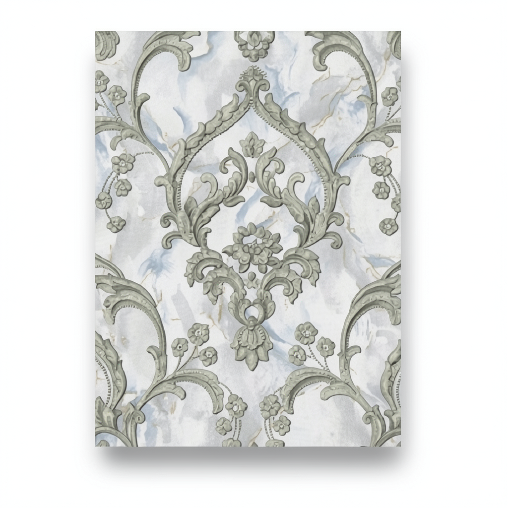 Classic Wall Covering 1.005x106 cm Greige | Blue Color Poeme