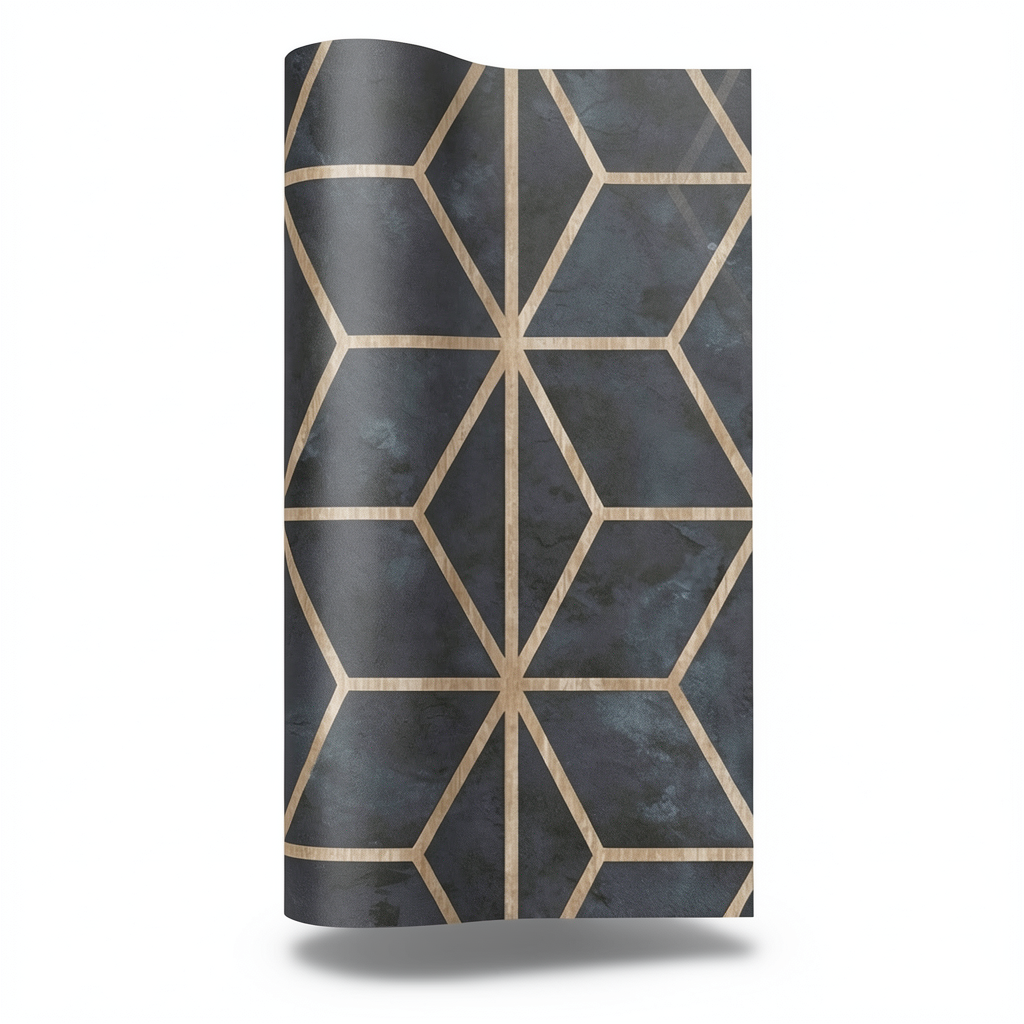 ورق جداري تصميم هندسي لون رمادي داكن 10 م × 0.53 م، موديل 2-374