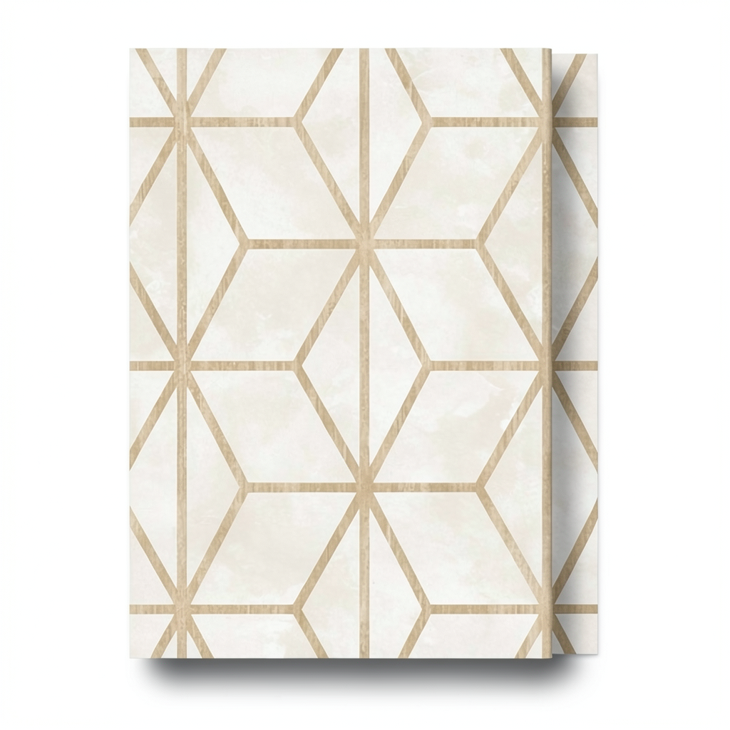 Spanish Wallpaper Geometric Design 10 m x 0.53 m Beige, Model 374-3