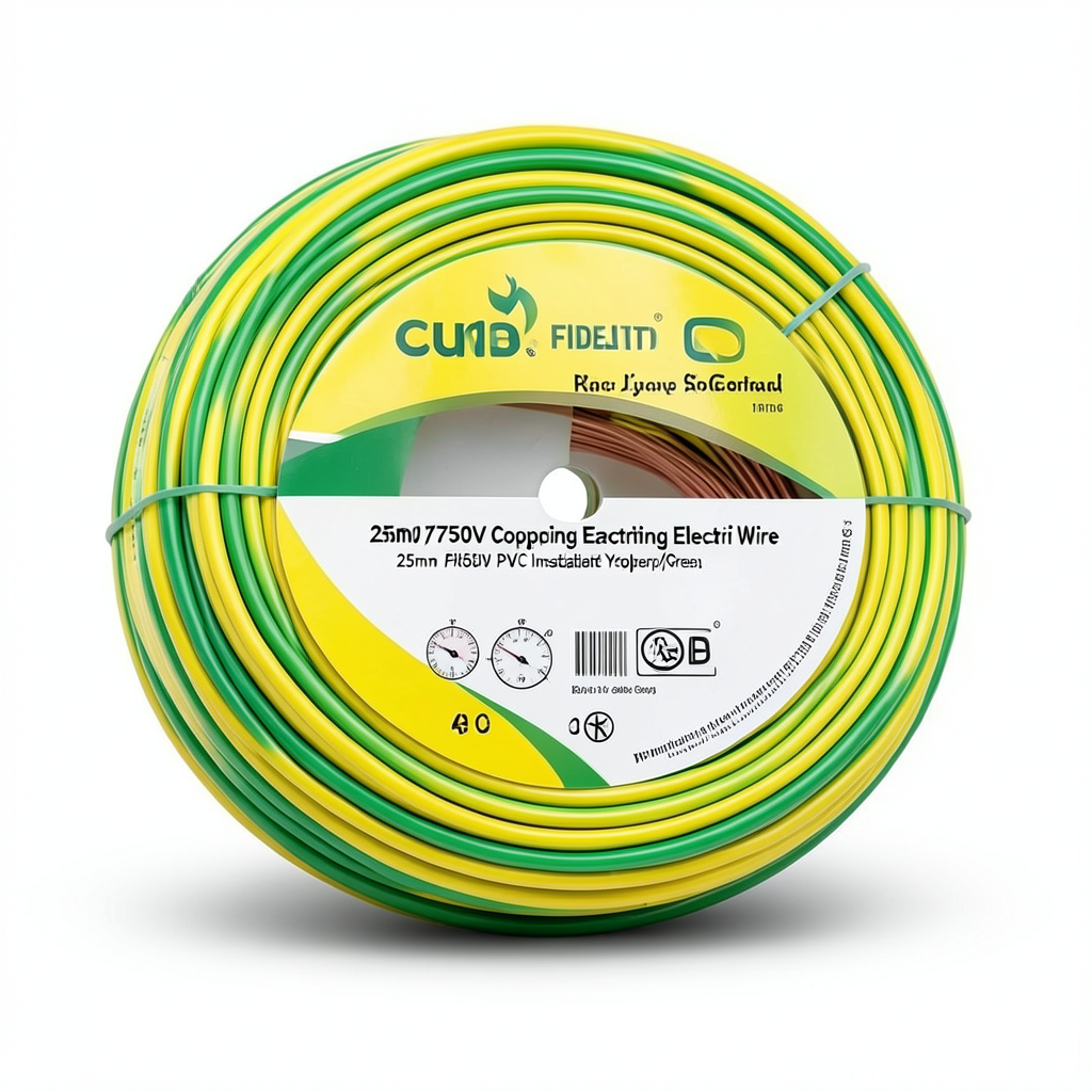 Flexible Copper Earthing Electric Wire 25mm 450/750V PVC Insulation Yellow/Green | Riyadh Cables Group