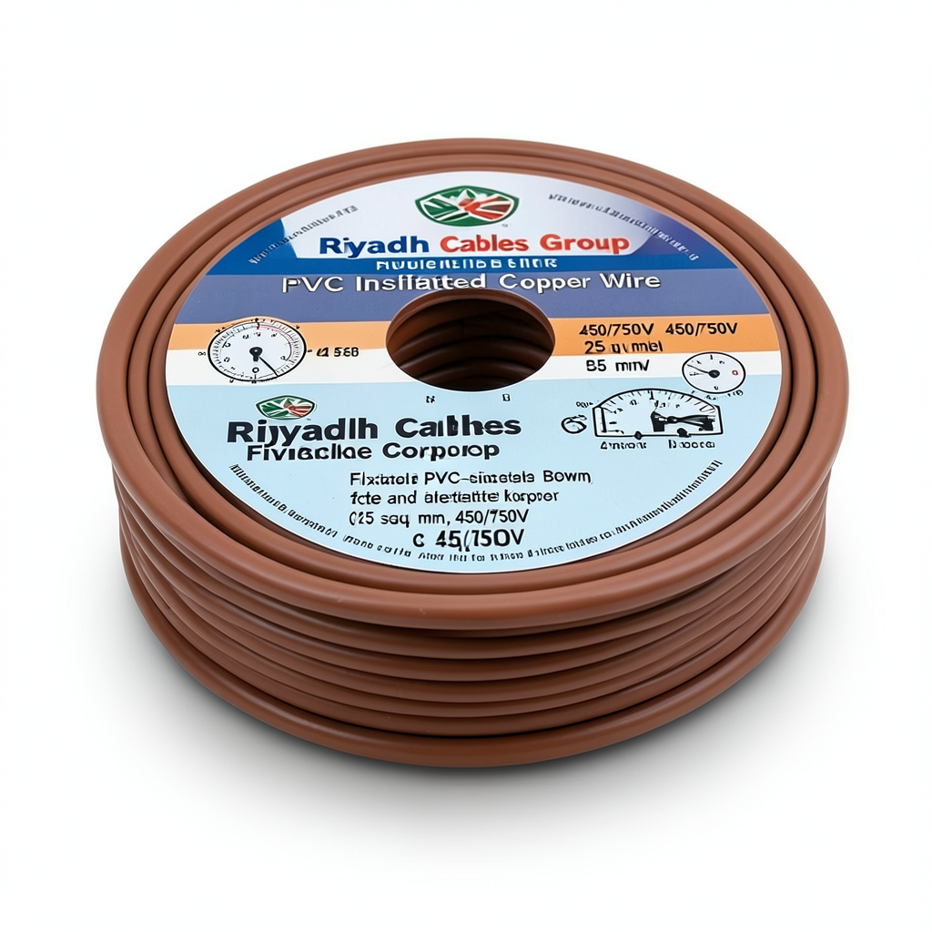 PVC Insulated Flexible Copper Wire 25sq mm, 450/750V, Brown | Riyadh Cables Group