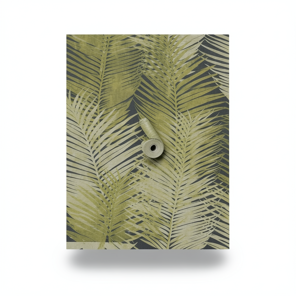 Leaf Patterned Wallpaper 10m x 0.73m Green, Model 45105