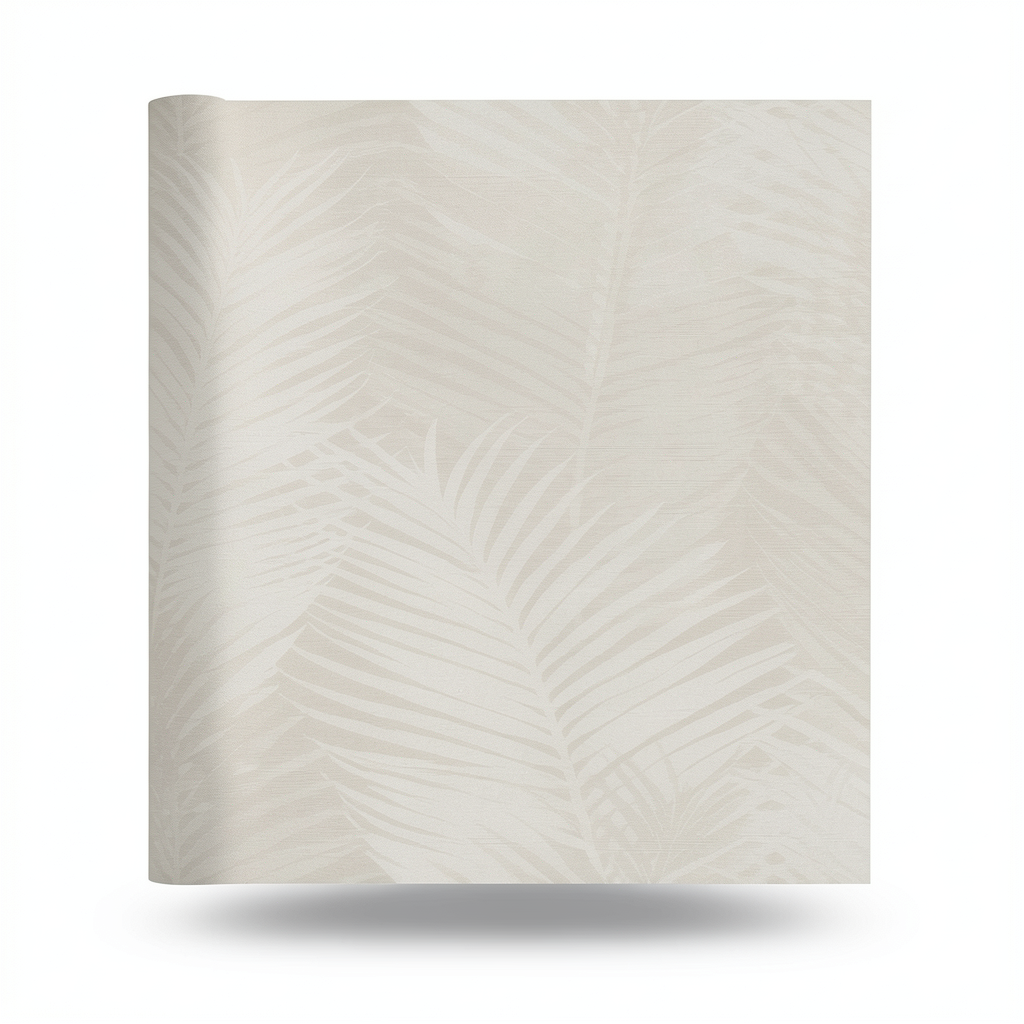 Leaf Patterned Wallpaper 10m x 0.73m Beige Color, Model 45103