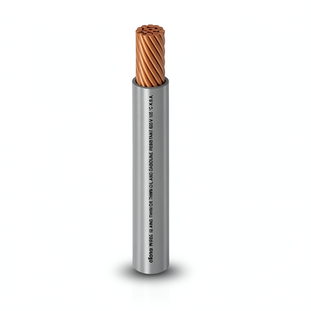 كابل نحاس THHN/THWN عزل PVC 105°C مقاس 8 مم2 قطر 5.5 مم 600 فولت طول 300 قدم رمادي | شركة الفنار