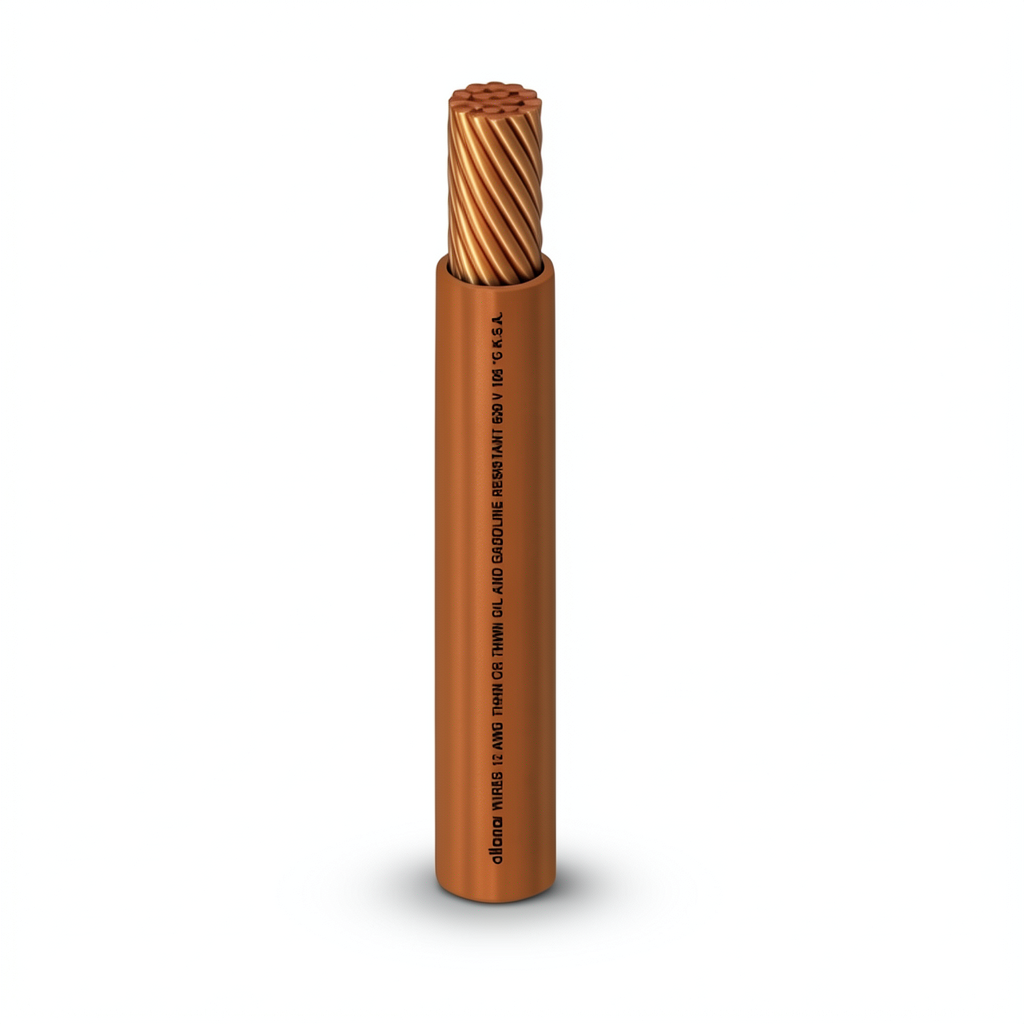 كابل نحاس THHN/THWN معزول PVC 105° قطر 16.1 مم 600 فولت 500 قدم بني | شركة الفنار