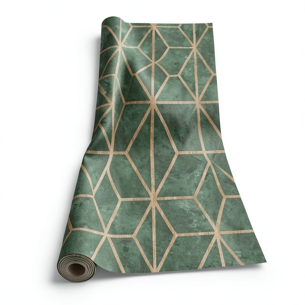 Wall Decoration Geometric Design 10m x 0.53m Green, Model 374-1