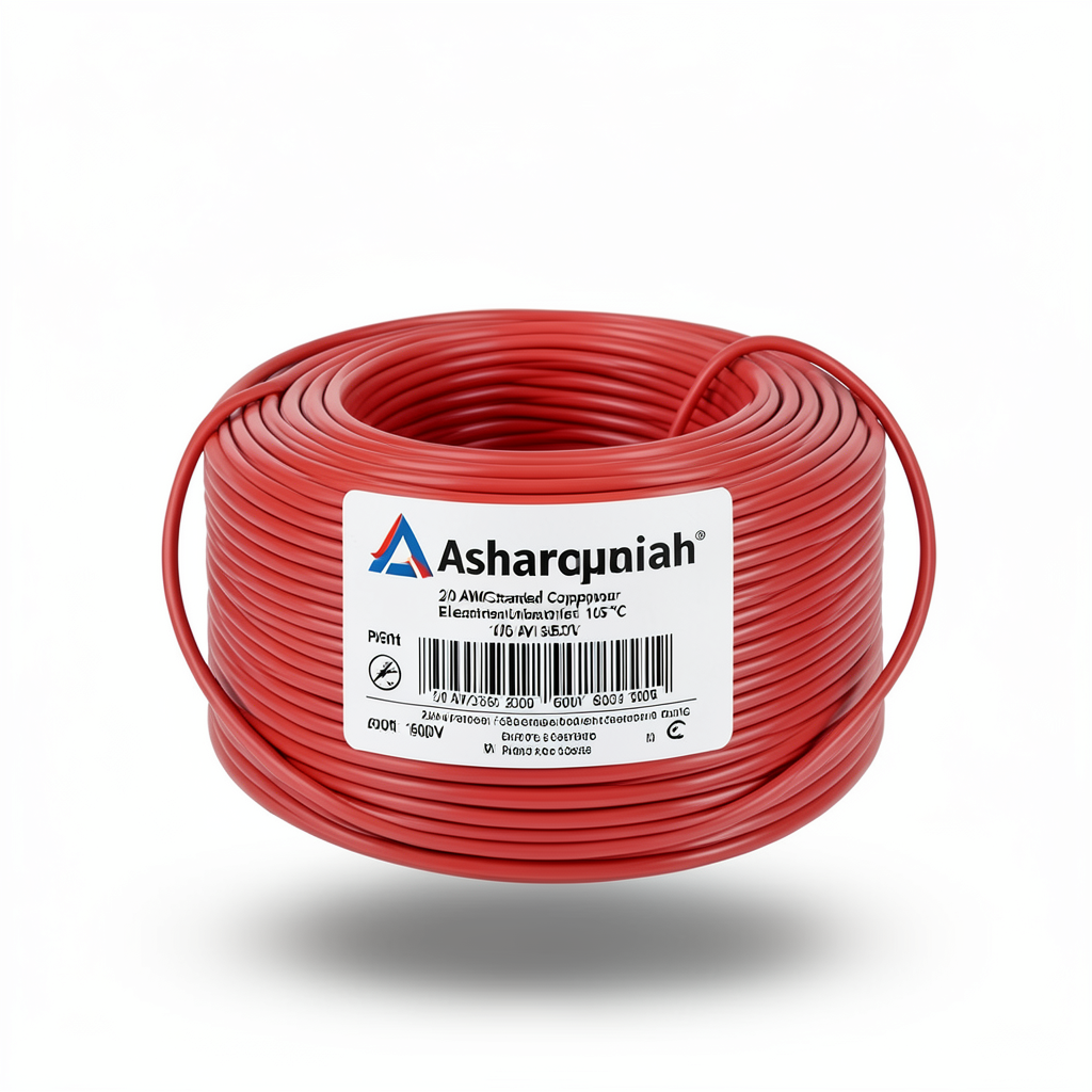 سلك كهربائي نحاس مجدول 2/0 AWG عزل PVC 105°C أحمر 600 فولت طول 500 قدم | شركة كابلات الشرقية للصناعة
