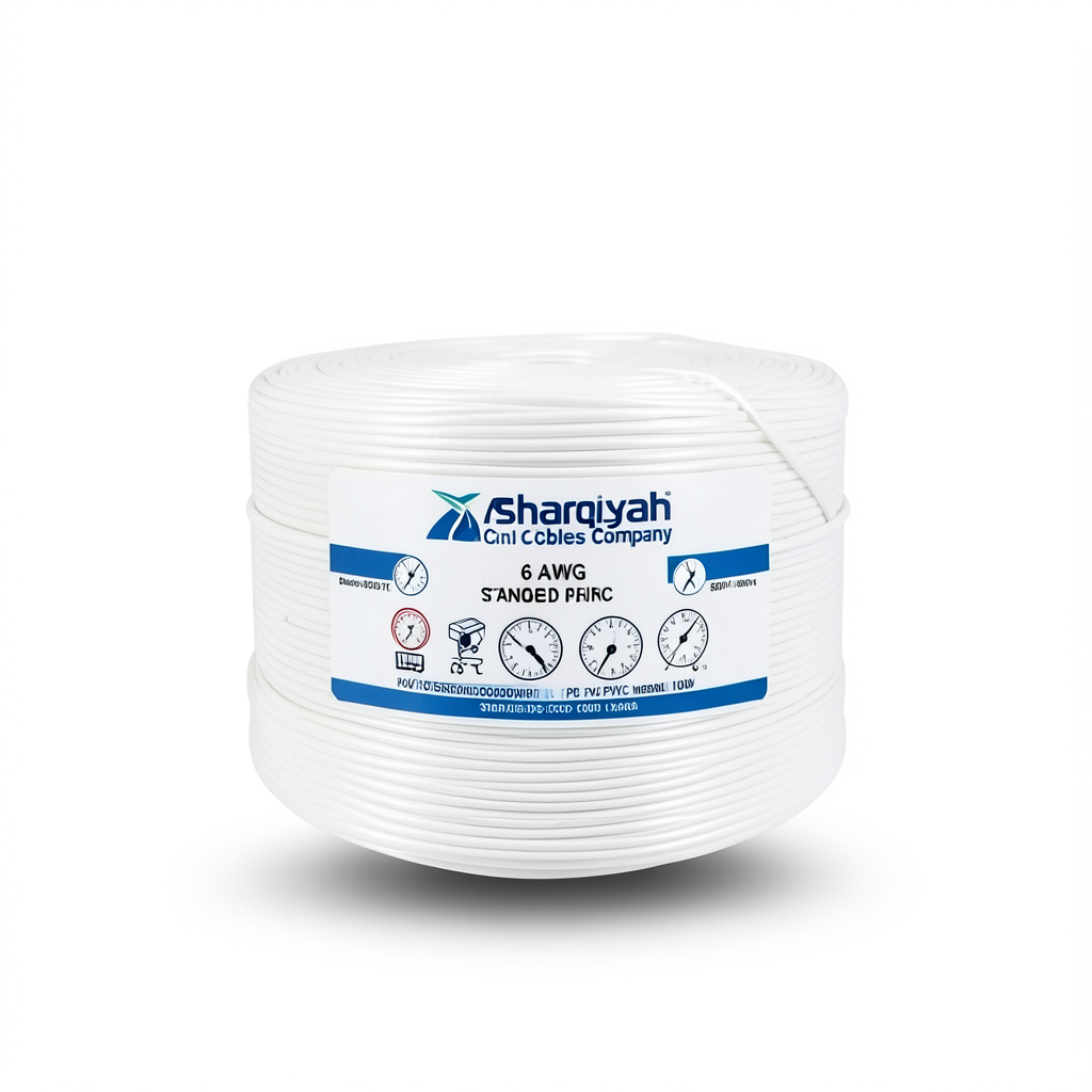 6 AWG Stranded Copper Electrical Wire, PVC Insulated 105°C, White, 600V, 500 ft | Asharqiyah Cables Company for Industry