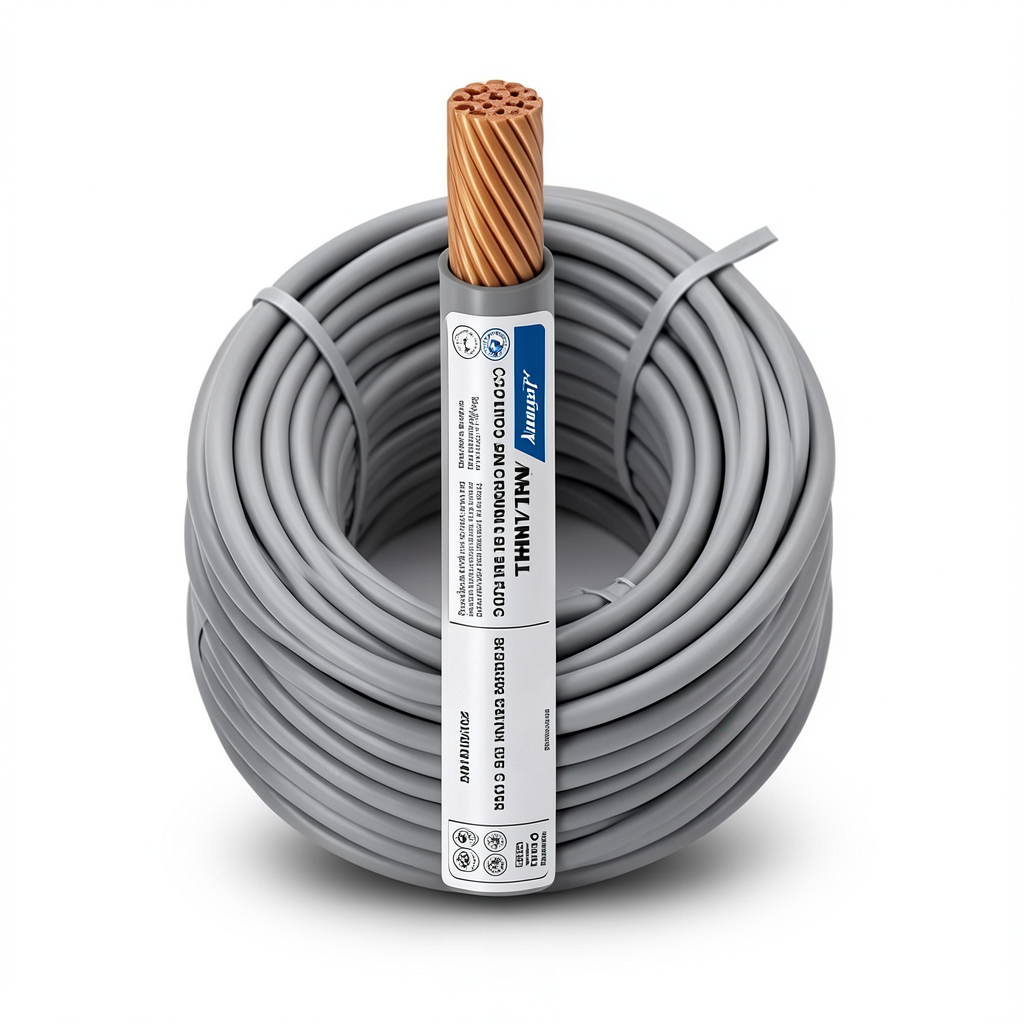كابل نحاس THHN/THWN عزل PVC 105°C مقاس 8 مم2 قطر 5.5 مم 600 فولت طول 300 قدم رمادي | شركة الفنار