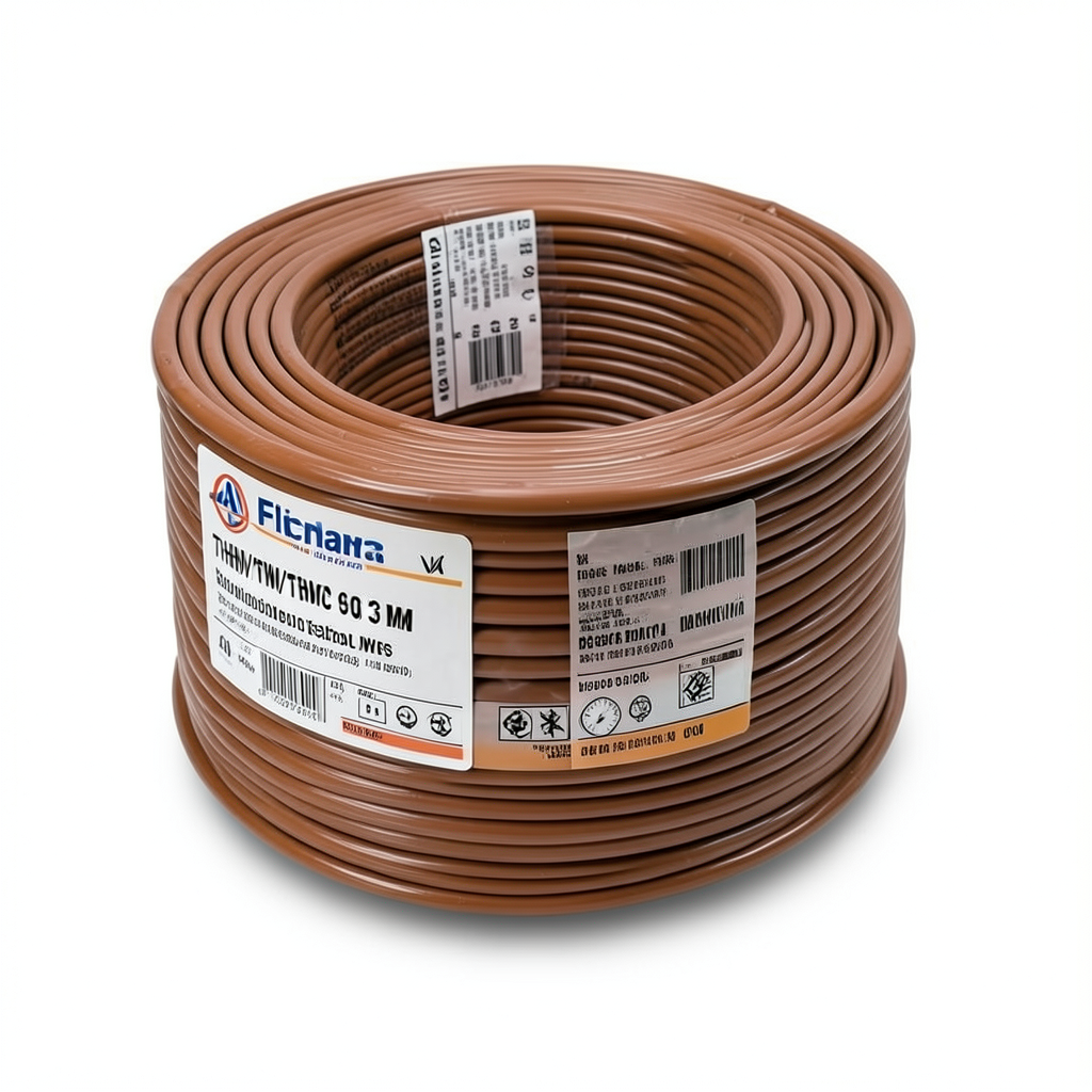 كابل نحاس THHN/THWN معزول PVC 105° قطر 9.3 مم 600 فولت 500 قدم بني | شركة الفنار