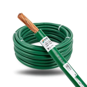 لفة سلك كهرباء نحاس شعر مفرد معزول PVC، مقاس 16mm، 450/750 فولت، لون أخضر | مجموعة كابلات الرياض