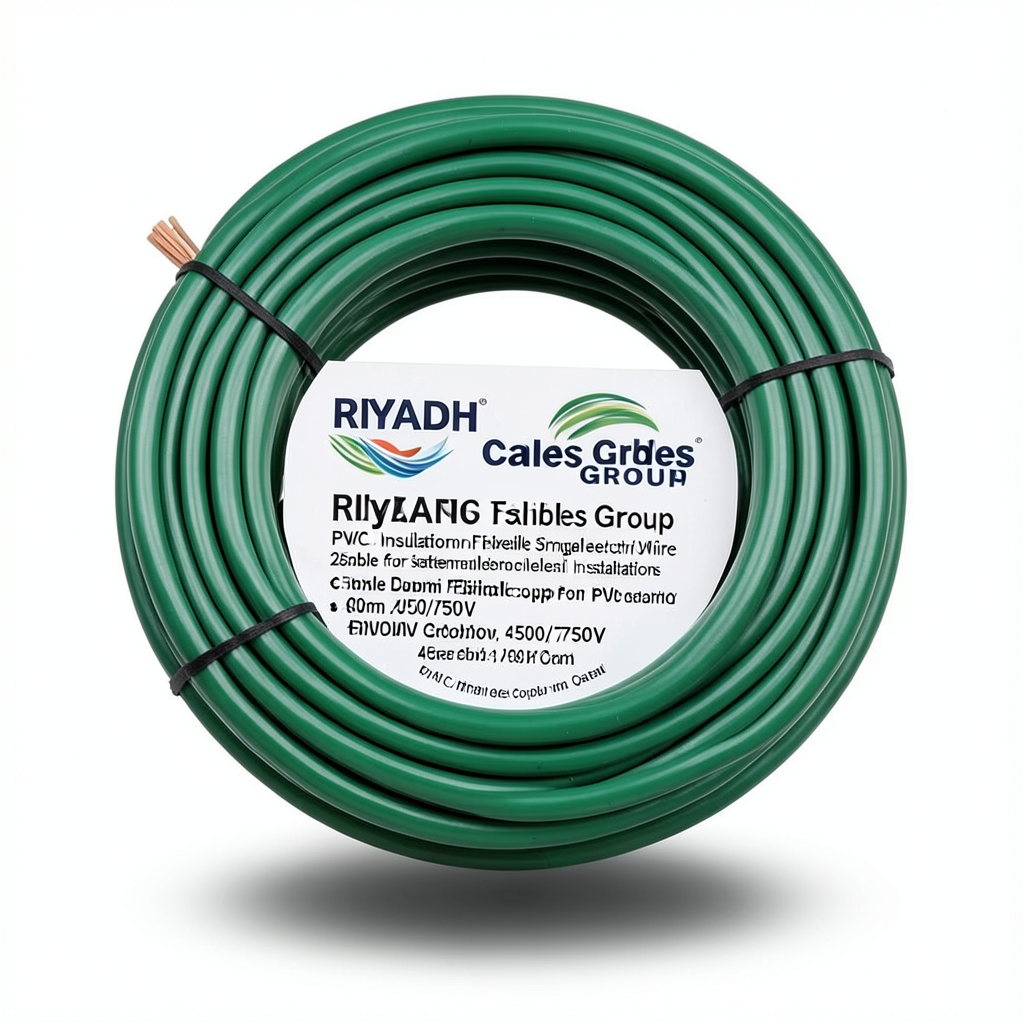 PVC Insulation Flexible Copper Single Electric Wire 25mm, 450/750V, Green | Riyadh Cables Group