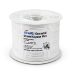 سلك كهربائي أمريكي 1/0 AWG نحاس مجدول معزول PVC 105°C أبيض 600 فولت 500 قدم | شركة كابلات الشرقية للصناعة