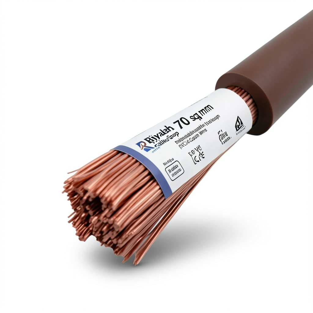 سلك نحاس شعر عزل PVC، مقاس 70 mm2، 450/750 فولت، بني | مجموعة كابلات الرياض